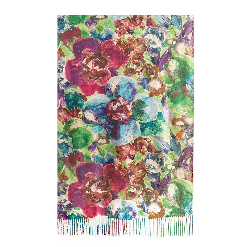 

Winter 2019 New Digital Printed Woman Scarf with Cashmere-like Oil Painting,Female Shawl Shawl with Dual Purpose of Ethnic Style