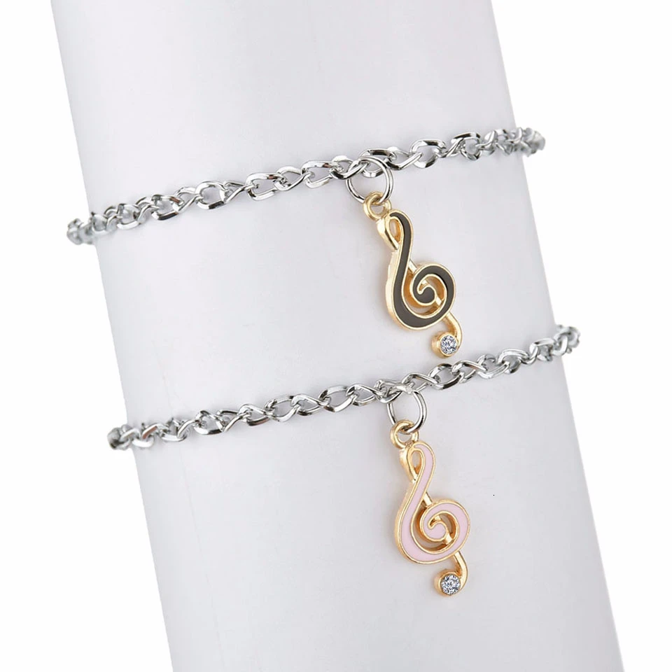 Милый браслет с шармом для женщин черный белый музыкальный Notest Bff лучшие друзья