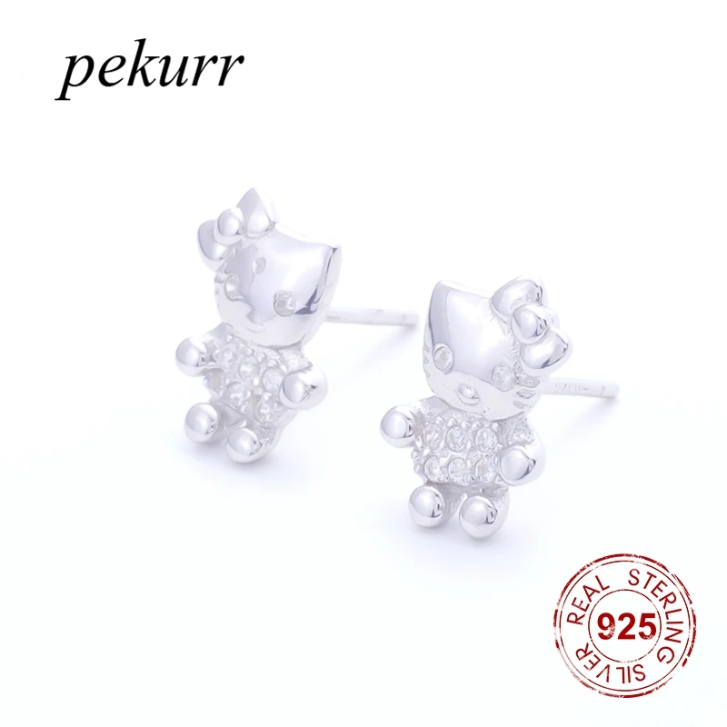 Женские серьги гвоздики из серебра 925 пробы с фианитом|Серьги-гвоздики| |