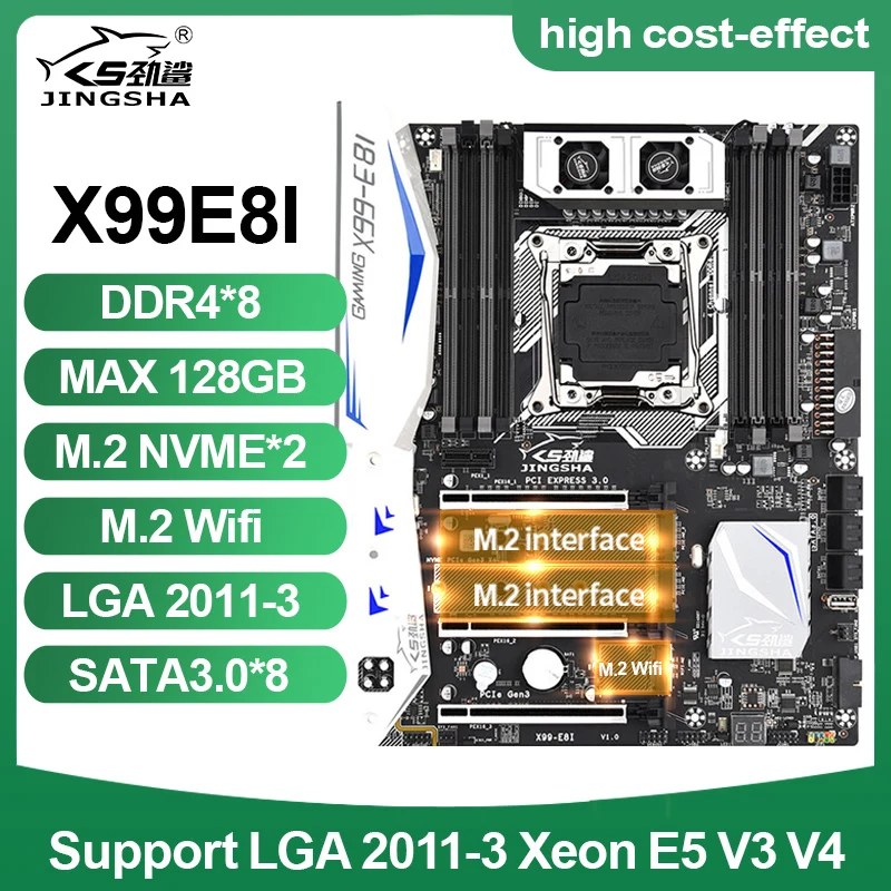 JINGSHA X99 E8I Motherboard Intel XEON E5 LGA2011-3 All Series DDR4 ECC REG NON-ECC Memory NVME USB3.0 Support Turbo boost | Компьютеры и