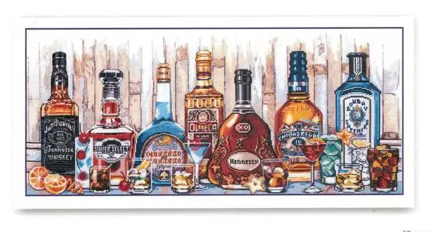 

100% Egypt cotton Top Quality Lovely Cute Counted Cross Stitch Kit Cocktail Beer Wine Party Drink Food mary weaver