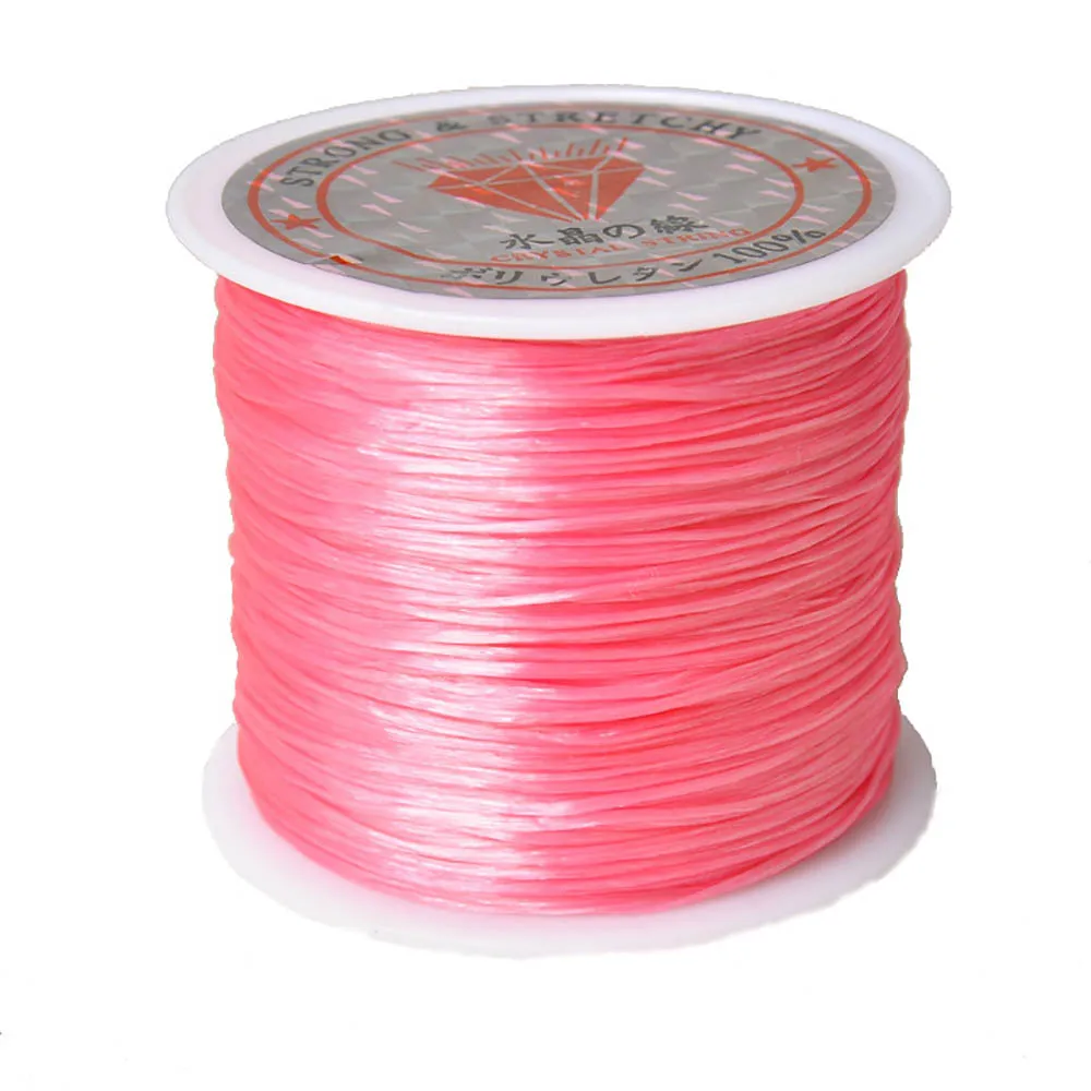 Pink 50 метров/рулон черно-белый эластичный шнур для браслета, ожерелья, нейлоновый шнур для бисероплетения, нить для изготовления ювелирных изделий Diy - Цвет: Pink