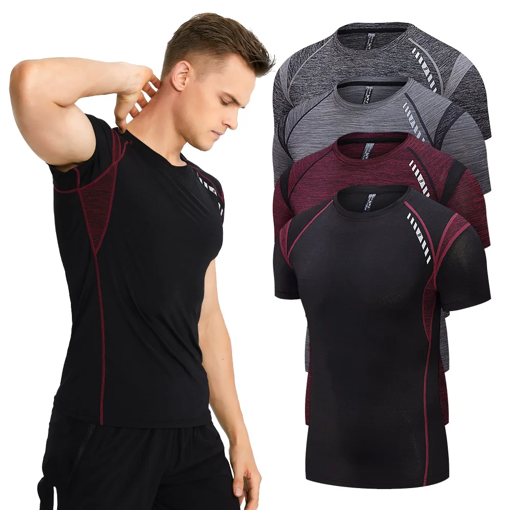 Men's Compression Running T Shirt Fitness Tight Short Sleeve Sport T Shirt Training Jogging Shirts Gym Muscle Shirts Men