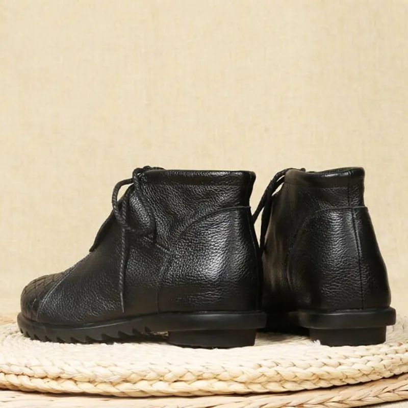 Женские ботинки ручной работы MVVJKE удобные теплые из натуральной кожи Осень-зима