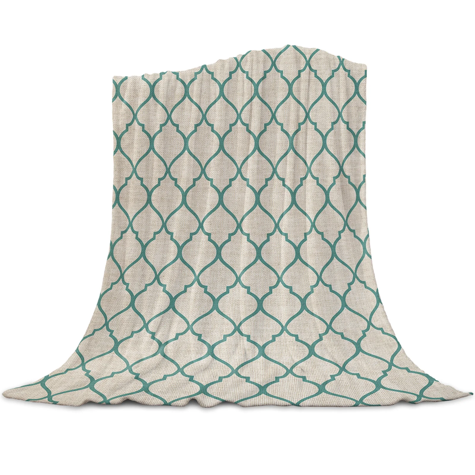 

Country Style Morocco Turquoise Flannel Blanket for Sofa Microfiber Throw Bedspread Blanket Cover for Bed