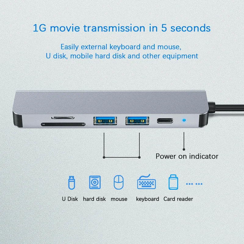 

Usb c Hub 3.0 Multiport Adapter Typec to Hdmi Docking Dtation,Usb 3.0 SD/TF Card Reader, Pd 60w, Compatible with MacBook Pro