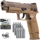 SIG Sauer M17 пневматический пистолет с CO2 12 г (15 шт. в упаковке) и 500 свинцовые гранулы Комплект металлическая тарелка на стену
