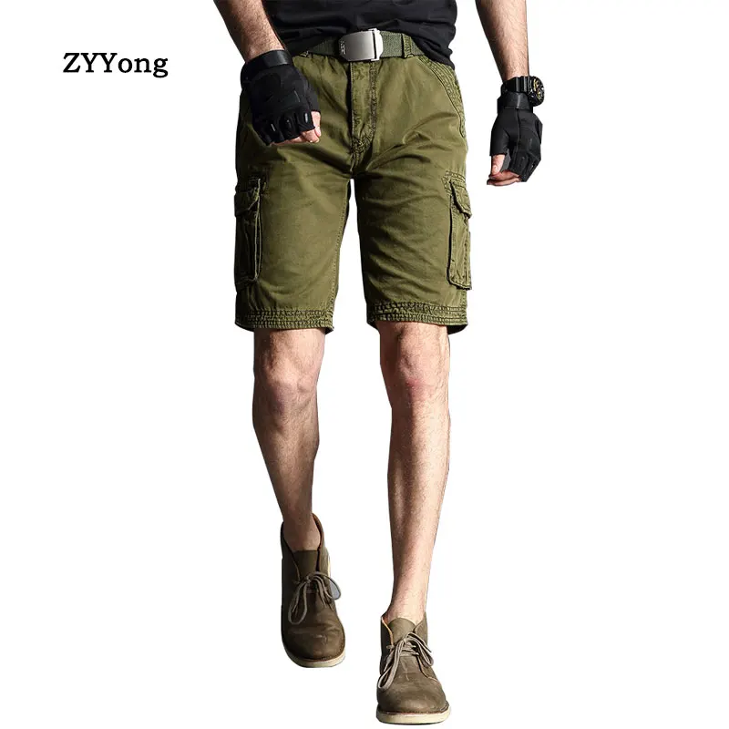 2020 летние мужские прямые мульти карманные военные мужские шорты Карго из хлопка хаки черные мужские тактические шорты короткие штаны