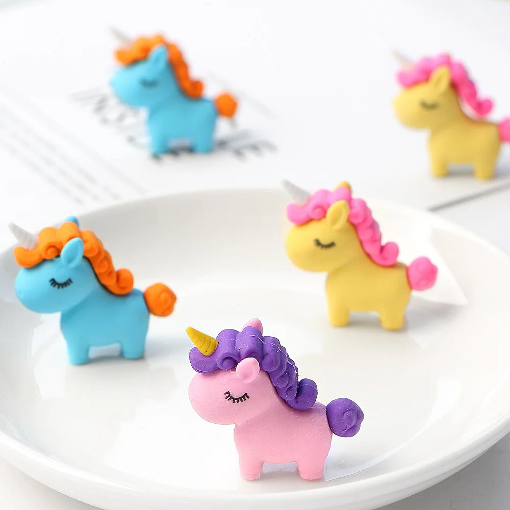 

3Pcs/lot Kawaii Fat Unicorn Eraser Modified Eraser Cute Cartoon Creative Detachable Pencil Office Children's Toys Gifts