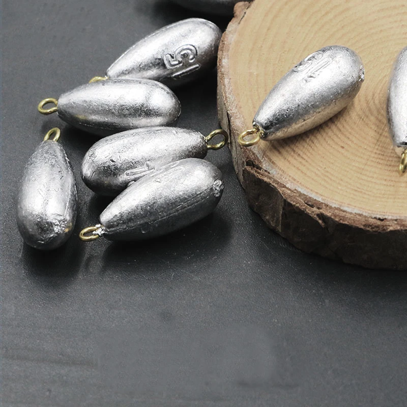 

Lead Sinkers 10g-50g 3pcs/5pcs/lot Fishing Sinker Lead Water Drop Plummet With Loop Fishing Tackle Box Accessories