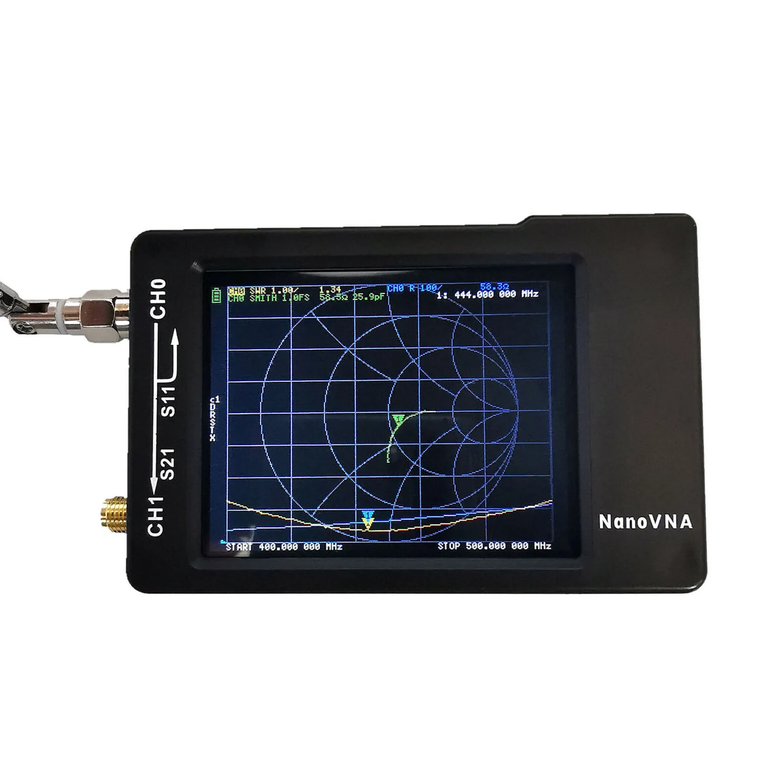 

50K-1.5GHz NanoVNA-H HF VHF UHF Vector Network Analyzer Antenna Analyzer + Case Female To Female Connector