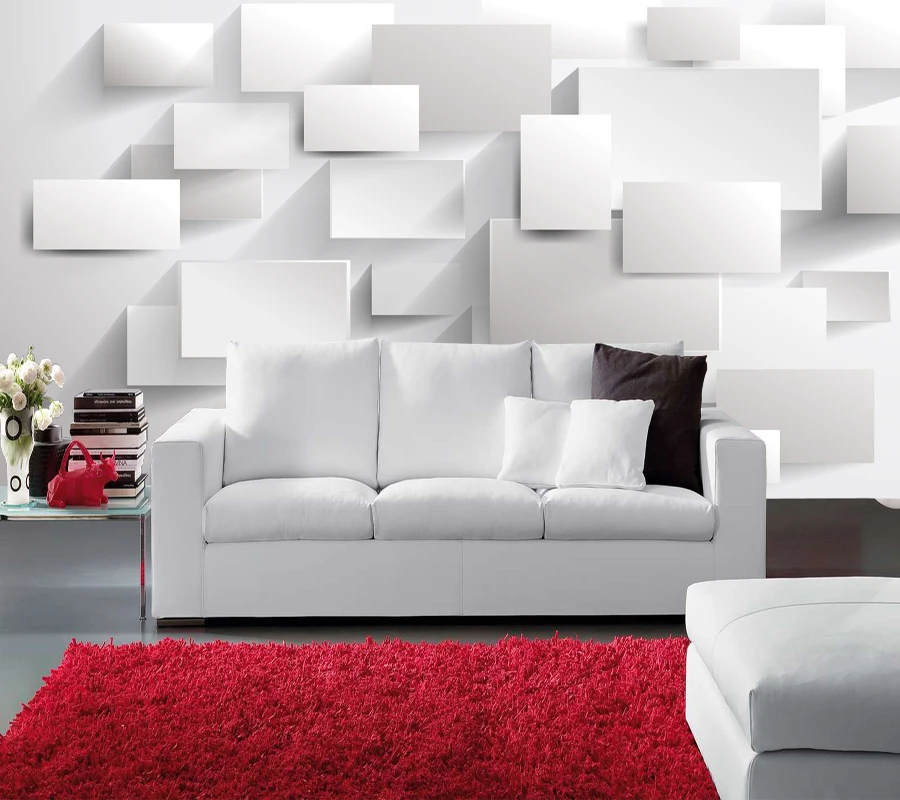 Тисненые абстрактные кубические обои фрески 3D большие для гостиной фон белая