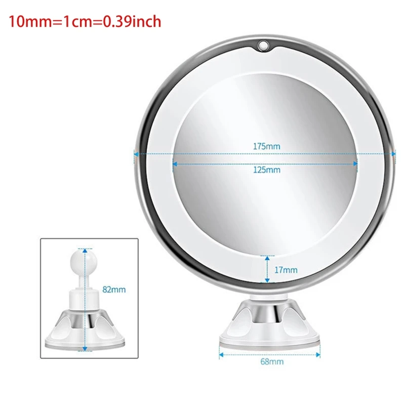 

10X Magnifying Makeup Mirror with Light 360 Degree Rotation Powerful Suction Cup