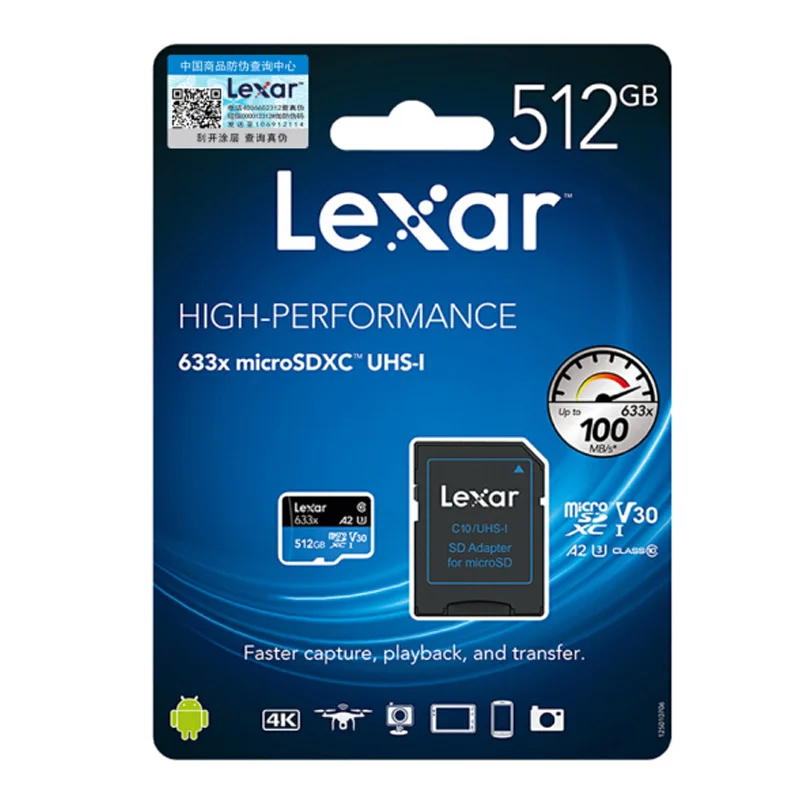Карта памяти Lexar 633x Micro SD карта Gopro 512 ГБ флеш высокопроизводительные карты MicroSDHC