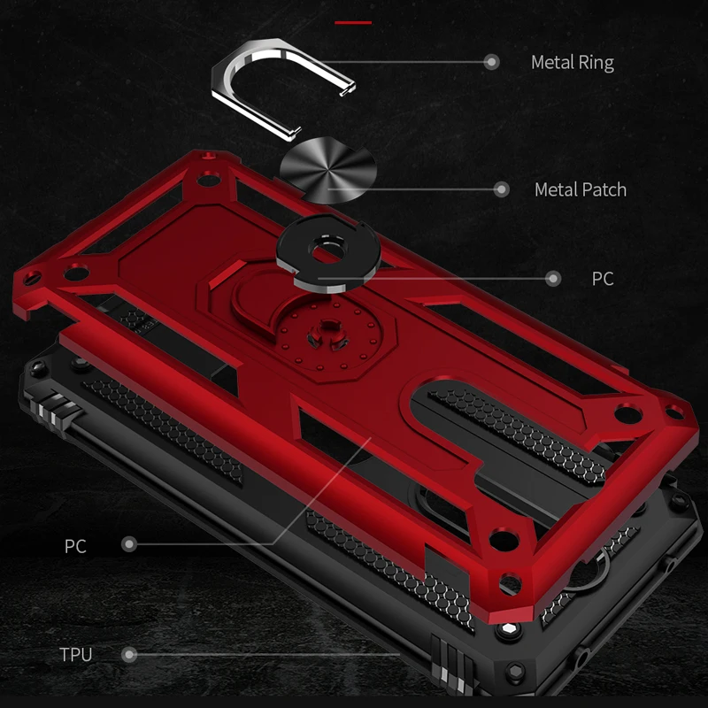 Противоударный бронированный чехол с кольцом для Xiaomi Redmi Note 8 Pro 8T 9s 10 Lite Mi9 мягкий