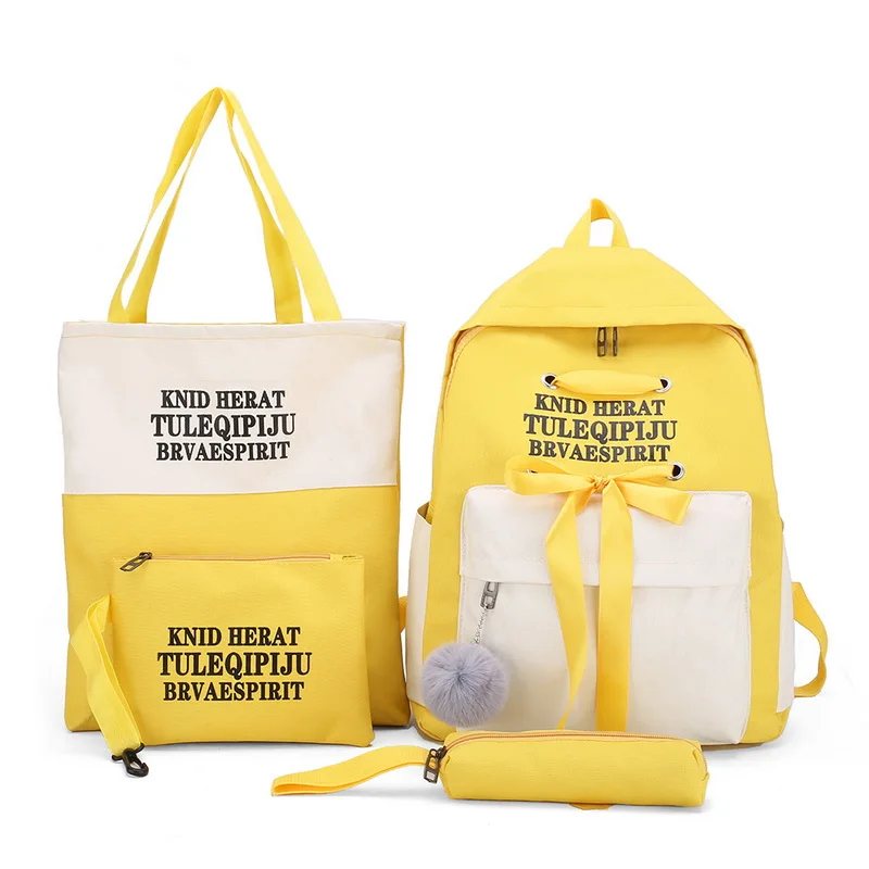 yellow 2 Litthing 3 шт./компл. точечная печать холст рюкзак Для женщин школьные сумки для подростков путешествия рюкзаки женский школьный рюкзак - Цвет: yellow 2