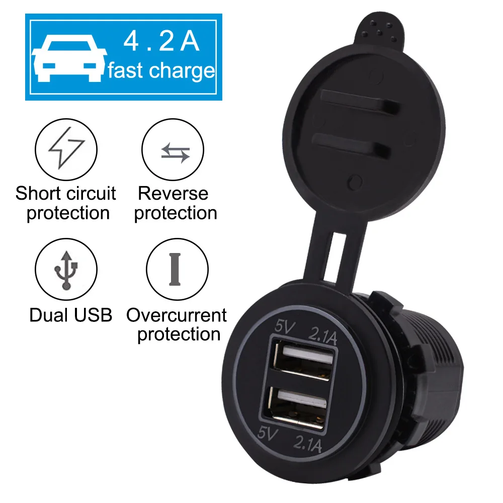 4.2A двойной USB Мотоцикл гнездо автомобильного зарядного устройства