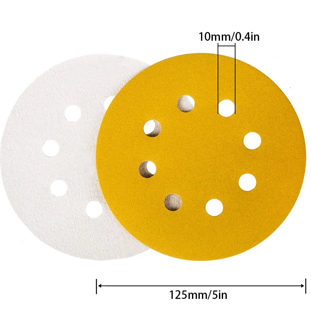 

110pcs 125mm Sandpaper Round Shape Sanding Discs Hook Loop Sanding Paper Buffing Sheet Sandpaper 8 Hole Sander Polishing Pad