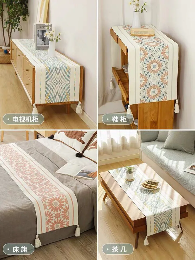 1 шт. льняная хлопковая скатерть с кисточкой чайный столик для обуви чехол шкафа