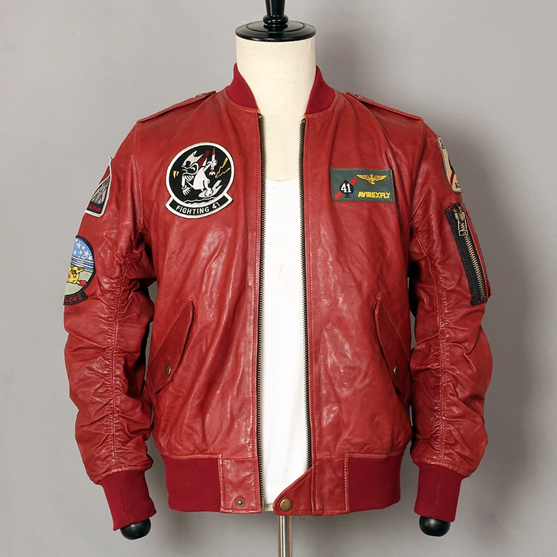 

Куртка-бомбер мужская из натуральной овечьей кожи, в байкерском стиле