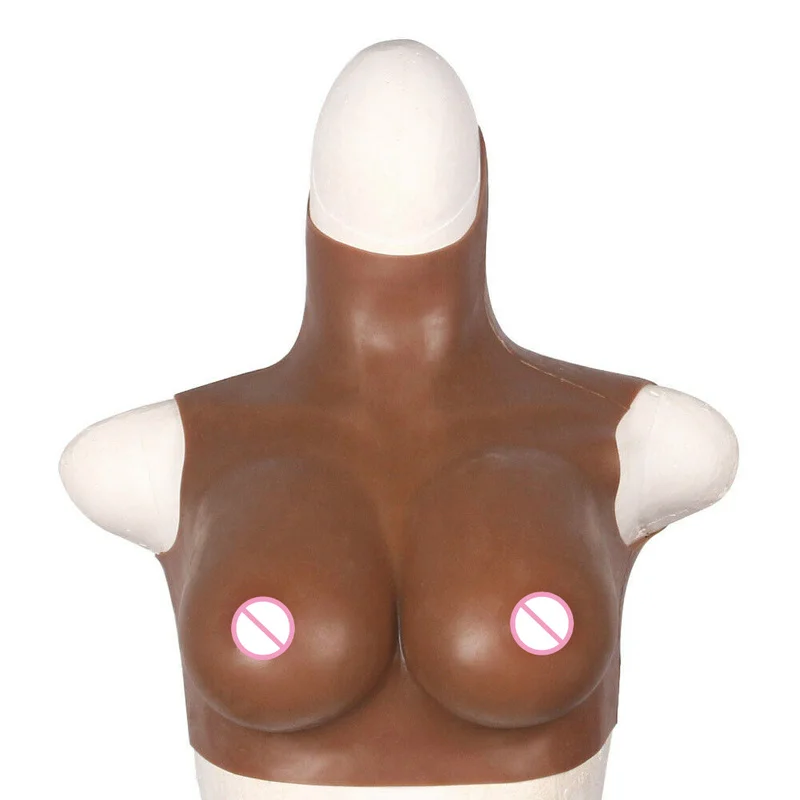 Plus Size Bras C D E Cup Silicone Fake Breast Forms Black People Skin Crossdresser Soft Boobs Transgender Queen Transvestite
