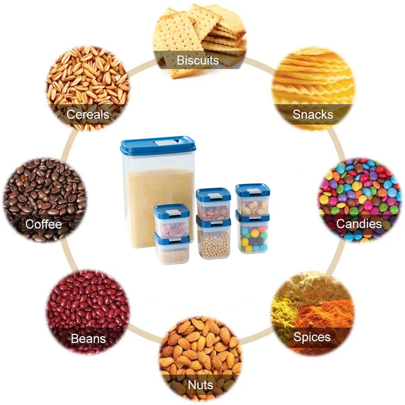 Joybos-contenedor de almacenamiento de alimentos para el hogar, contenedor de latas multigrano para cocina, traje grande, contenedor de botellas de postre, libre de BPA, 6 uds.-3