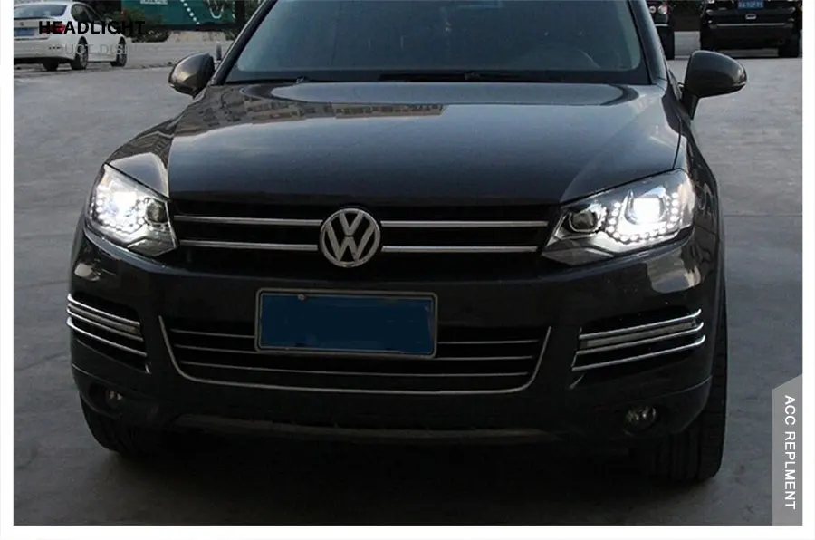 2 шт. светодиодный фары для Volkswagen Touareg 11-14 светодиодный автомобильный фонарь ангельские глазки ксенон HID комплект Противотуманные фары светодиодный дневные ходовые огни
