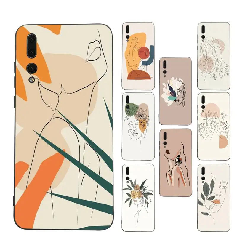 

Aesthetic female line art face Phone Case Soft Silicone Case For Huawei p 30lite p30 20pro p40lite P30 Capa