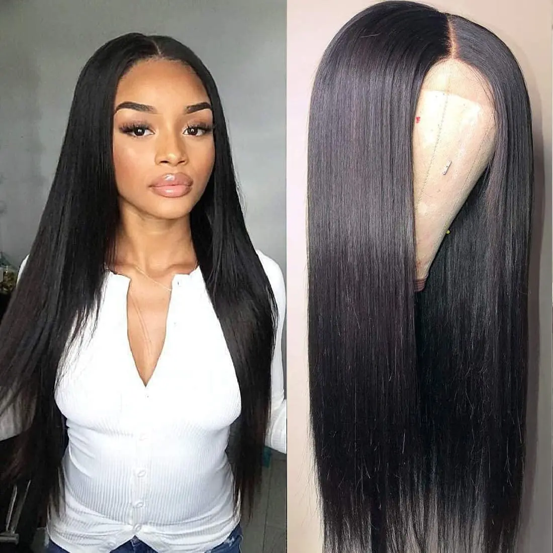 Super Idol Straight Wig 4x1Lace Part Human Hair Wigs for Black Women Lace Closure Wigs Brazilian Hair Pre Plucked with Baby Hair