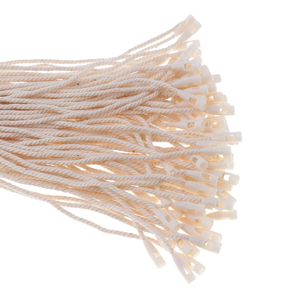 

100 Pcs White Tag String Fastener Ties Snap Lock, Easy to Attach