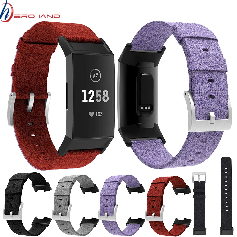 Цветной ремешок для Fitbit Charge 4 умный браслет часов Холщовый нейлоновый сменный