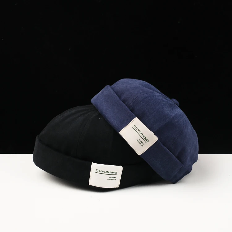 Vintage Docker Cap Brimless Hat Men Hip Hop Boys Beanie Hats Cotton Retro Adjustable Literary Landlord Sailor Women | Аксессуары для