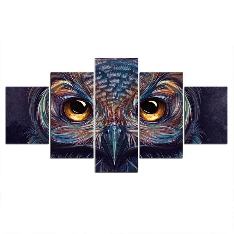

Canvas Poster 5Pcs Picture Decoration Wall Art Animal Head Owl Painting Abstract Printmaking Home Decoration Bedside Mural Gift