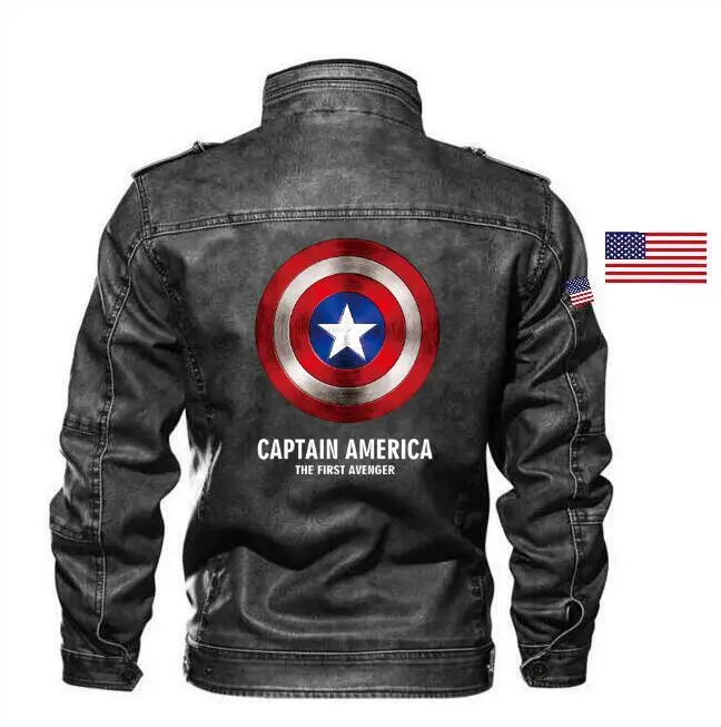 Кожаная мужская куртка Goatskin Captain America Revenge Union SHIELD тонкая кожаная мотоциклетная +