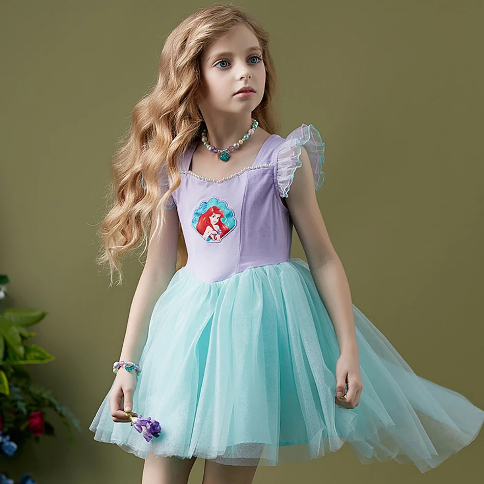 

Official Disney Princess Girls Dress Cosplay Clothing Aurora Carnival Party Costume Girls Rapunzel Princess Dress