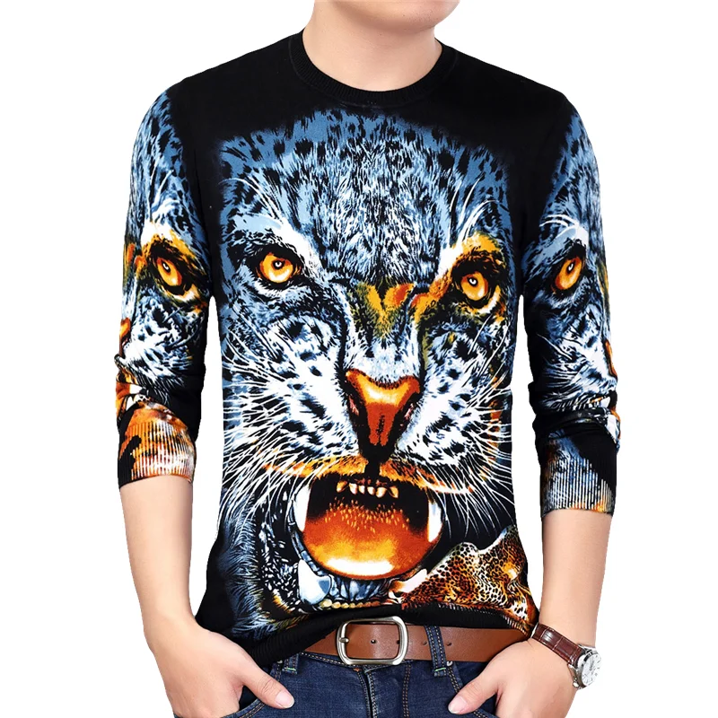 Весна 2020 мужской свитер с принтом животных приталенный пуловер Homme Chompas Hombre
