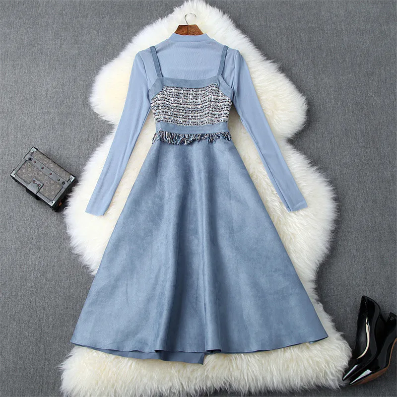 Топ Брендовое модное женское осеннее платье с длинным рукавом 2019 Новое Женское