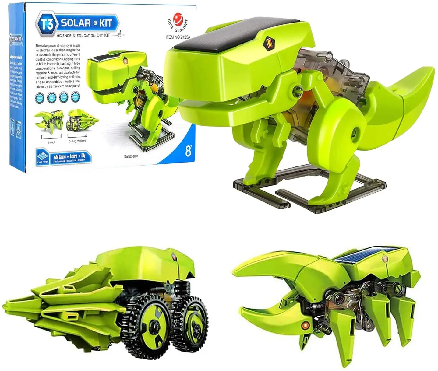 3-in-1 Science Robot Building Kit Build Toys STEM Solar Power Dinosaur T-Rex Transforming Robots Discovery Educational Learning | Игрушки и