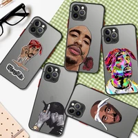 shockproof matte case for iphone 11 12 pro max 13 mini se 2020 xr 7 8 plus x xs 6 6s silicone phone cover rapper 2pac tupac capa