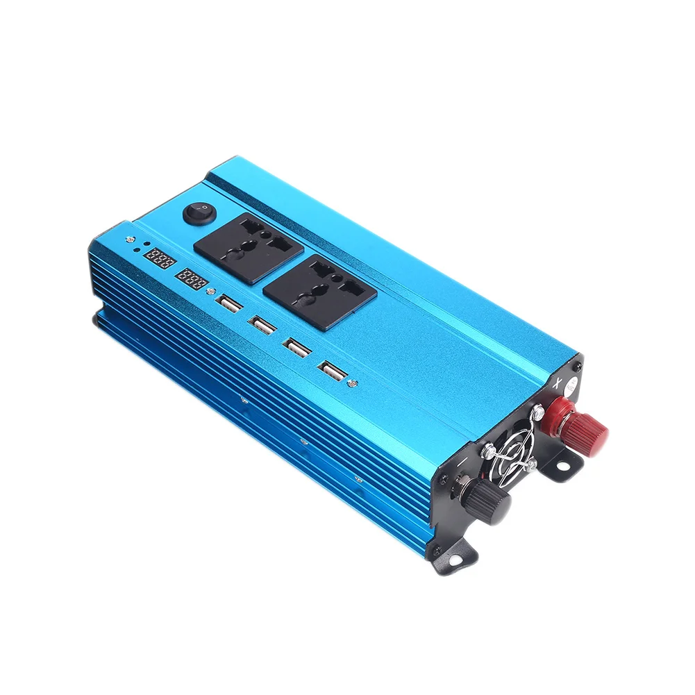 

High Performance Car Inverter Aluminium Alloy 1200W Peak Power Supply Outdoor Solar Power Inverter Portable 4USB Converter