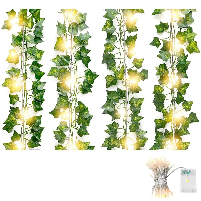 

Artificial Ivy Hanging Garland 12 Pieces Ivy Garland Artificial With 10 M 100 LED Fairy Lights String For Wedding
