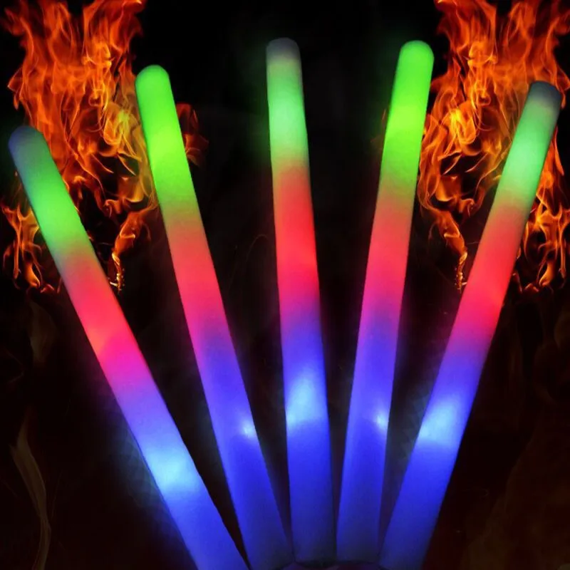 Light-Up Foam Sticks LED Soft Batons Rally Rave Glowing Wands Color Changing Flash Torch Festivals Party Concert Luminous Stick
