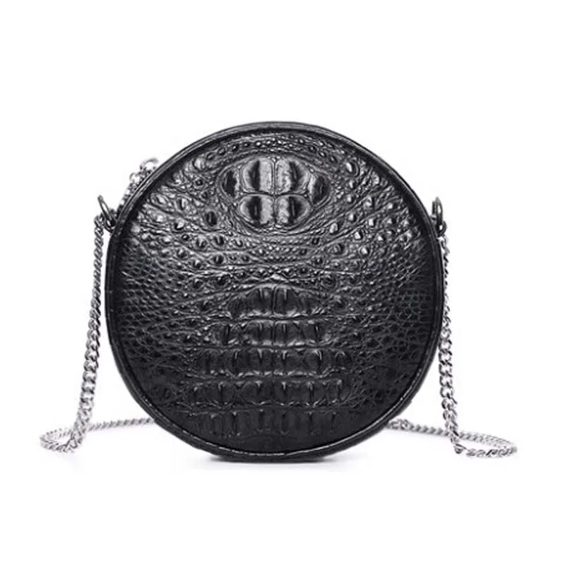 

afanzhe new Imported crocodile skin women bag fashion leisure small round bag cross-body single shoulder bag Thai women bag