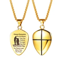 gift joshua shield of faith ephesians isaiah pendant necklace stainless steel cross amulet jewelry for men women cp497