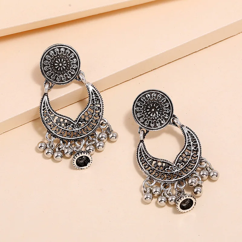 Индийские Винтажные серьги Jhumka серебряные Этнические женские Украшения Тайланд
