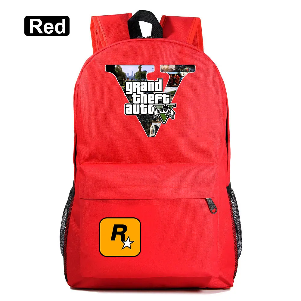 A34-02 Подарочные игры с героями мультфильмов, GTA5, клетчатая школьная сумка ярких цветов для мальчиков и девочек, женский рюкзак, школьные сумки для подростков, холщовые мужские школьные рюкзаки - Цвет: A34-02
