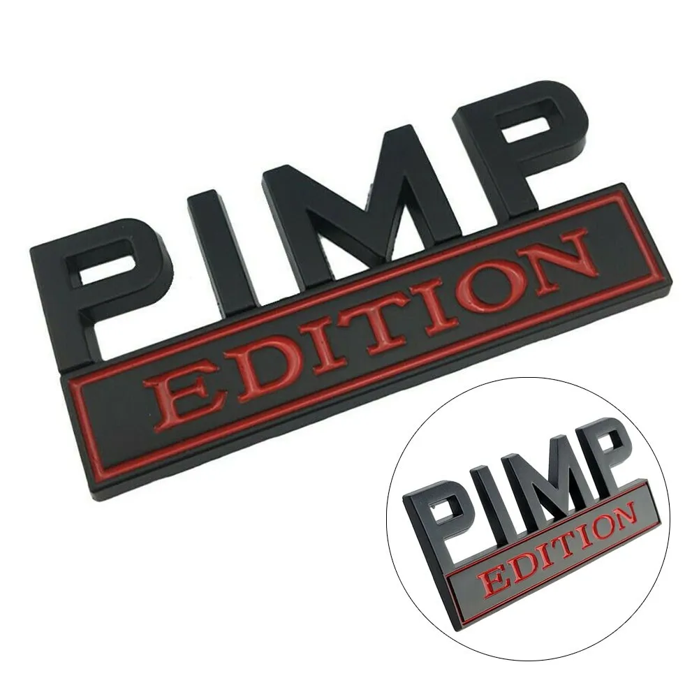 

2pc Emblem Set Zinc Alloy Car Stickers PIMP EDITION Black N Red Emblem Badges Fits For Chevy Ford Car Truck