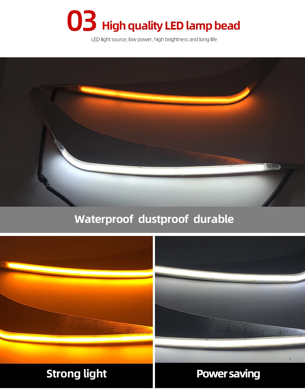2Pcs For Toyota Highlander 2012 2013 LED Daytime Running Light Yellow Turn Signal Relay Car Headlight Eyebrow Decoration