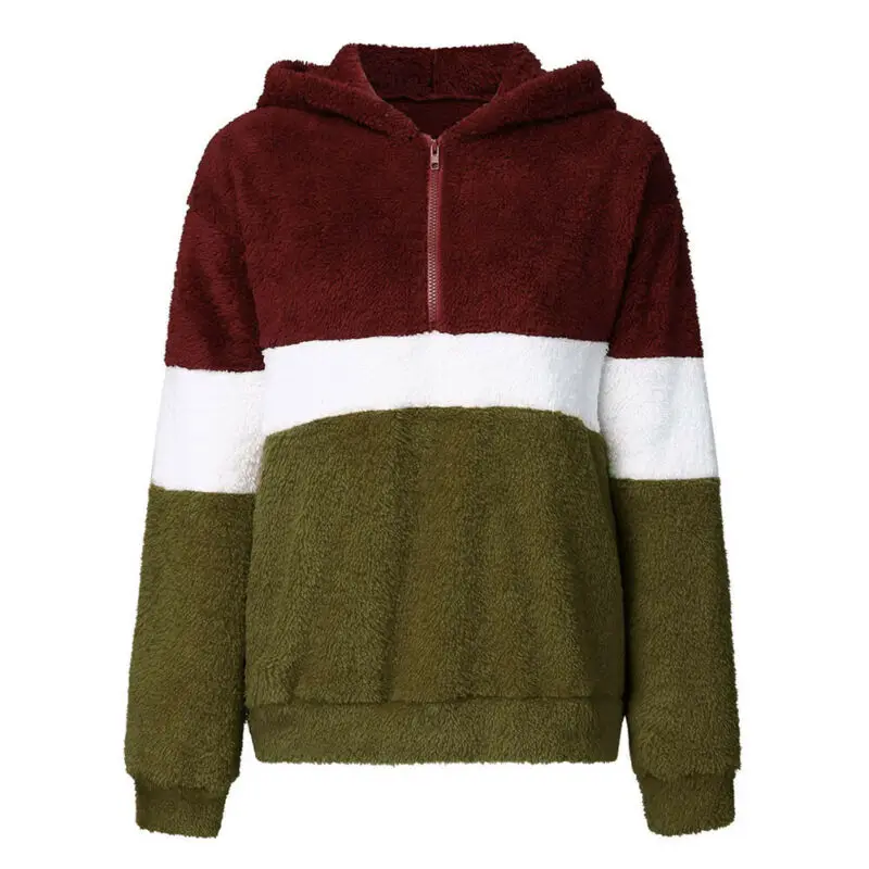 Зимний пушистый свитер флисовые клетчатые пуловеры с капюшоном на молнии милые