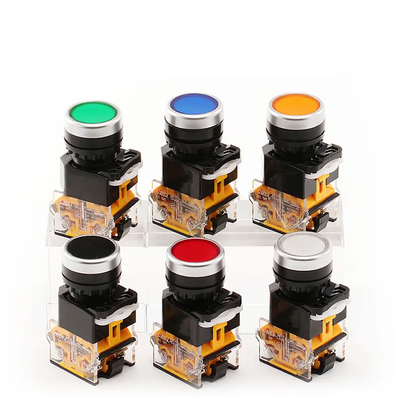 

LA38 Momentary Push button switch Round 22mm Flat Click Switches Industrial equipment Electrical Equipment Supplies